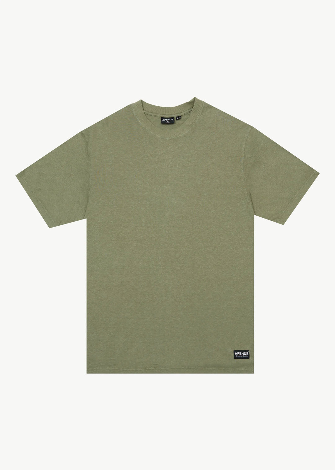 AFENDS Mens Classic - Hemp  Retro Tee - Oil Green