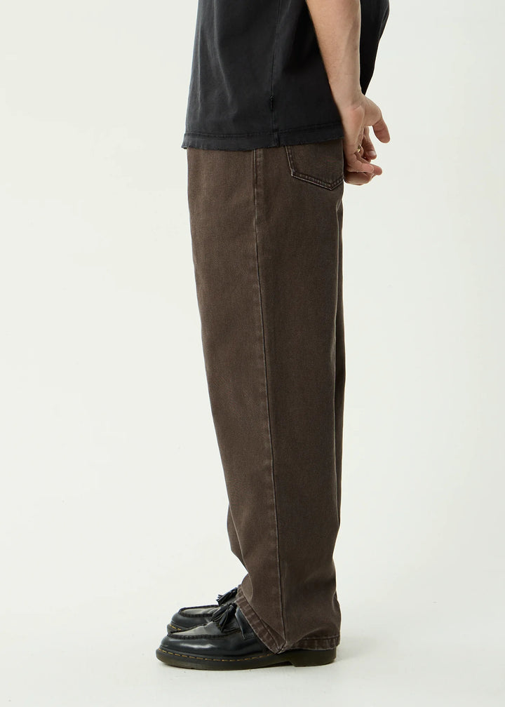 AFENDS Mens Pablo Denim Baggy Fit Jean in Washed Coffee
