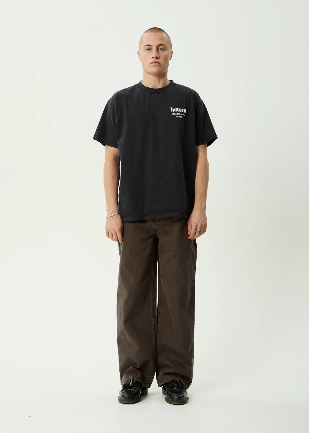 AFENDS Mens Pablo Denim Baggy Fit Jean in Washed Coffee