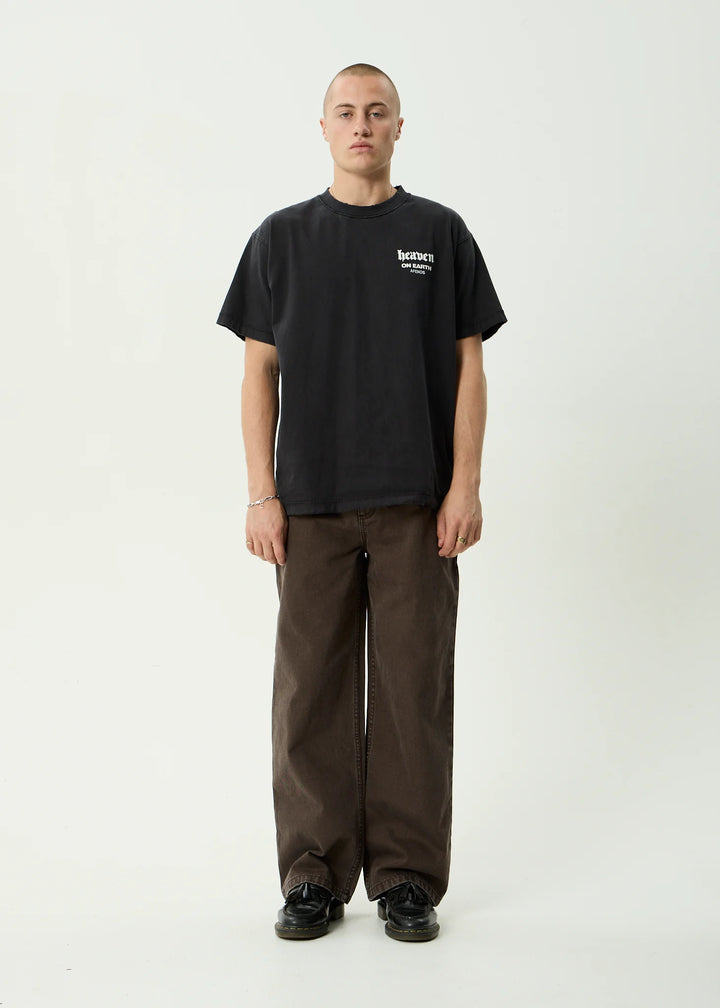 AFENDS Mens Pablo Denim Baggy Fit Jean in Washed Coffee