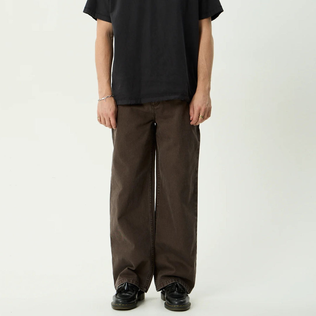 AFENDS Mens Pablo Denim Baggy Fit Jean in Washed Coffee