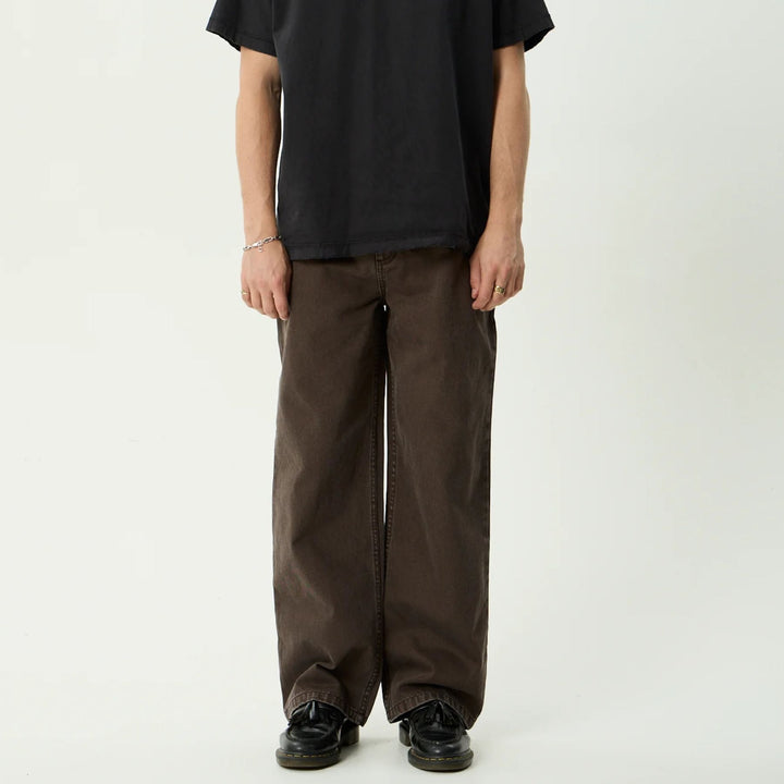 AFENDS Mens Pablo Denim Baggy Fit Jean in Washed Coffee
