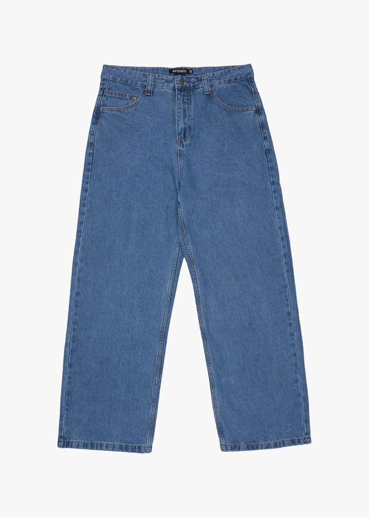 AFENDS Mens Pablo Denim Baggy Jean in Worn Blue