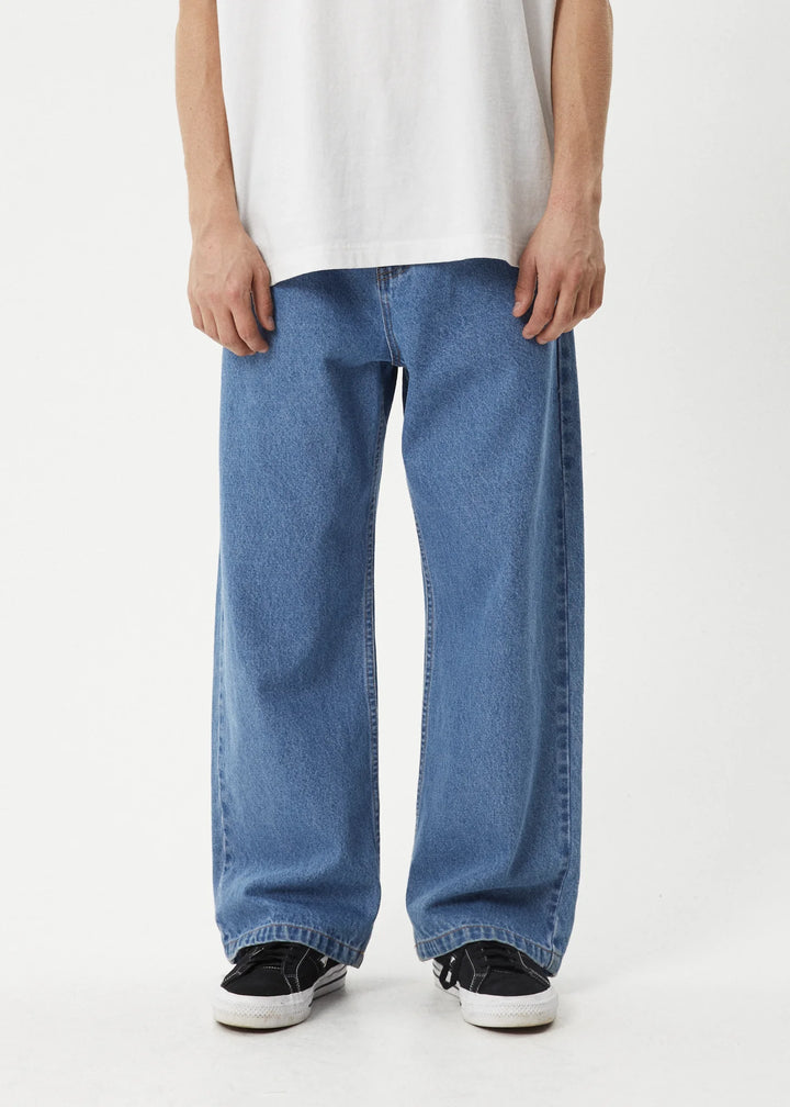 AFENDS Mens Pablo Denim Baggy Jean in Worn Blue