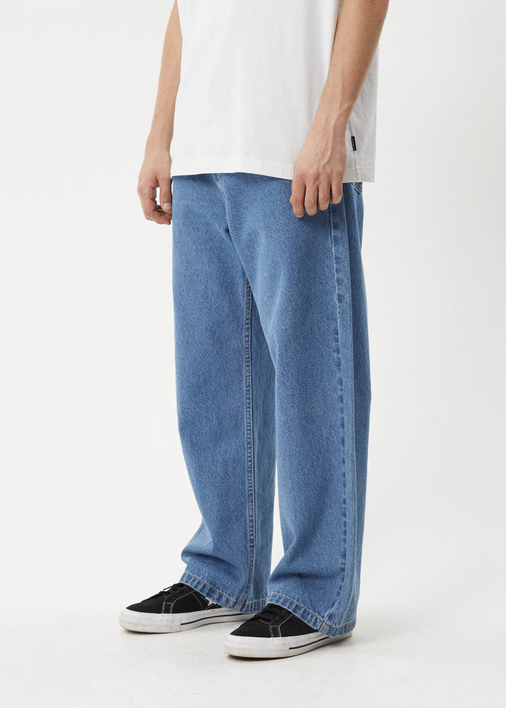 AFENDS Mens Pablo Denim Baggy Jean in Worn Blue