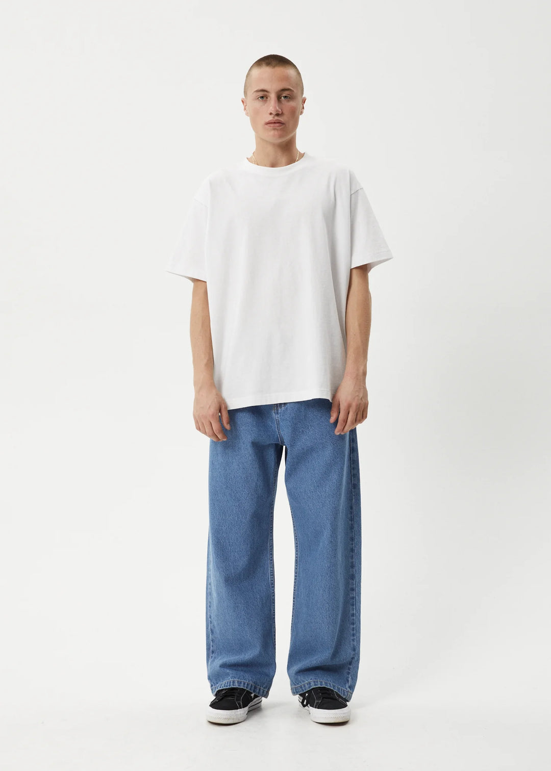AFENDS Mens Pablo Denim Baggy Jean in Worn Blue