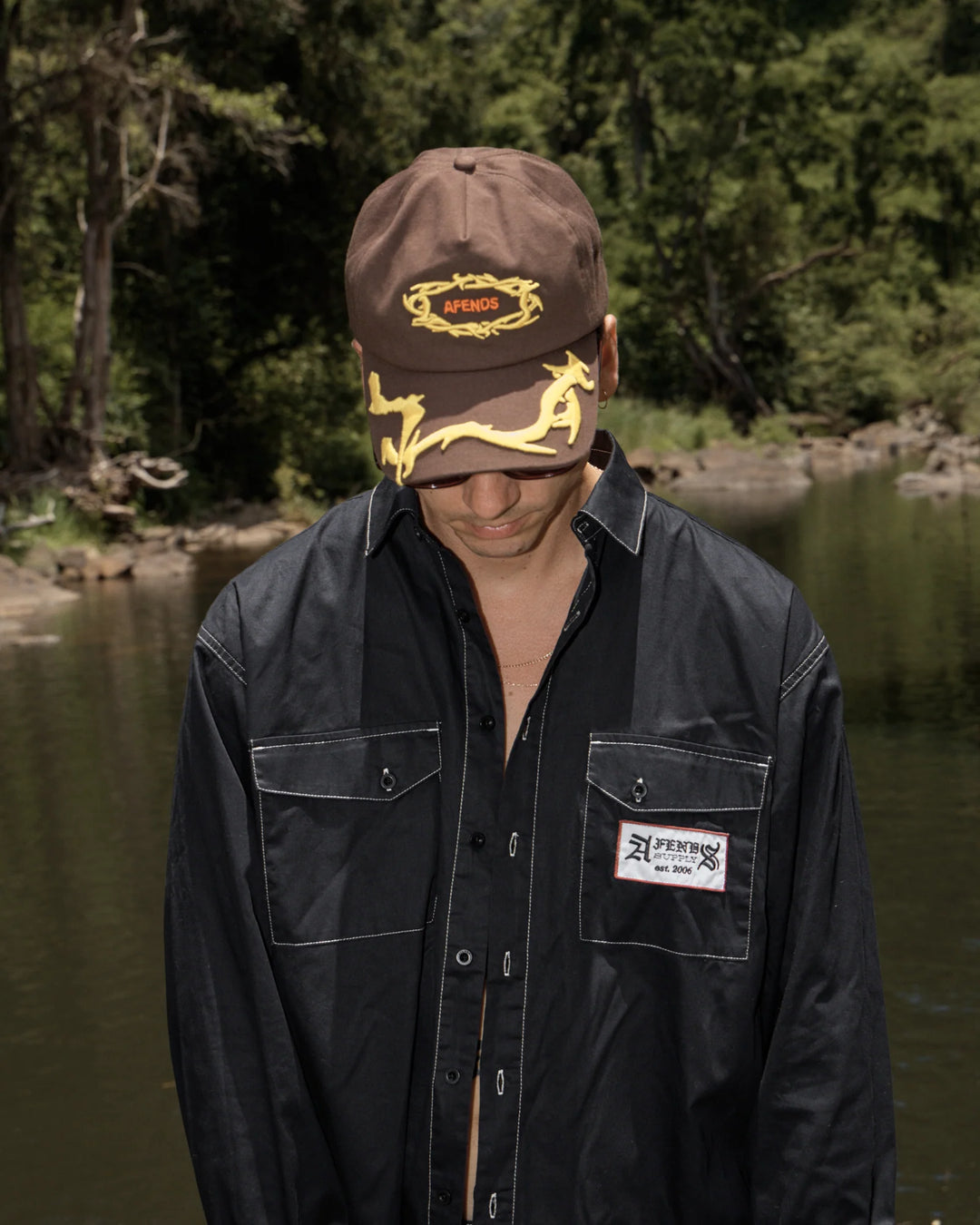 AFENDS Rocked - Five Panel Cap - Coffee, MENS CAPS & BEANIES, AFENDS, Elwood 101