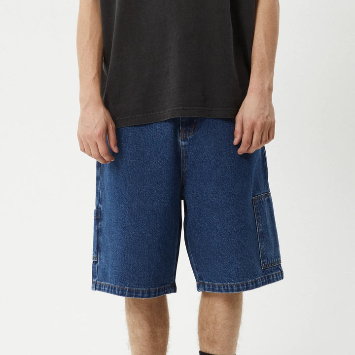 AFENDS Mens Scorched Harper - Denim Baggy Fit Carpenter Short 22 Inch - Authentic Blue, MENS SHORTS, AFENDS, Elwood 101