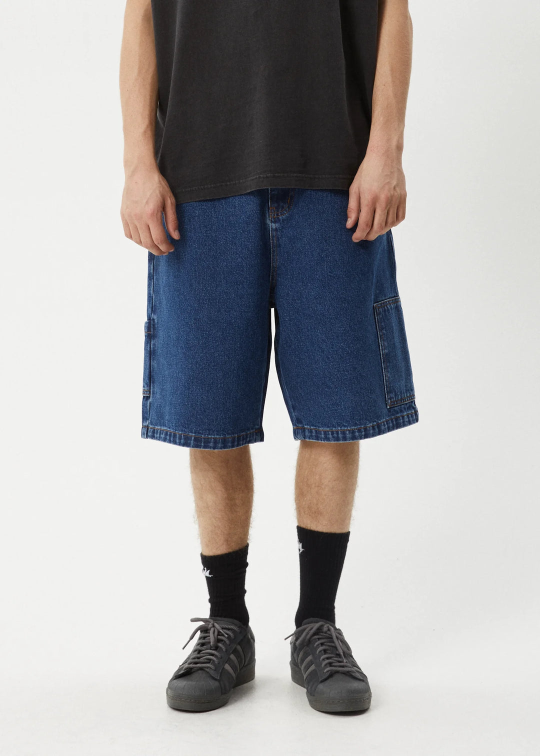 AFENDS Mens Scorched Harper - Denim Baggy Fit Carpenter Short 22 Inch - Authentic Blue, MENS SHORTS, AFENDS, Elwood 101