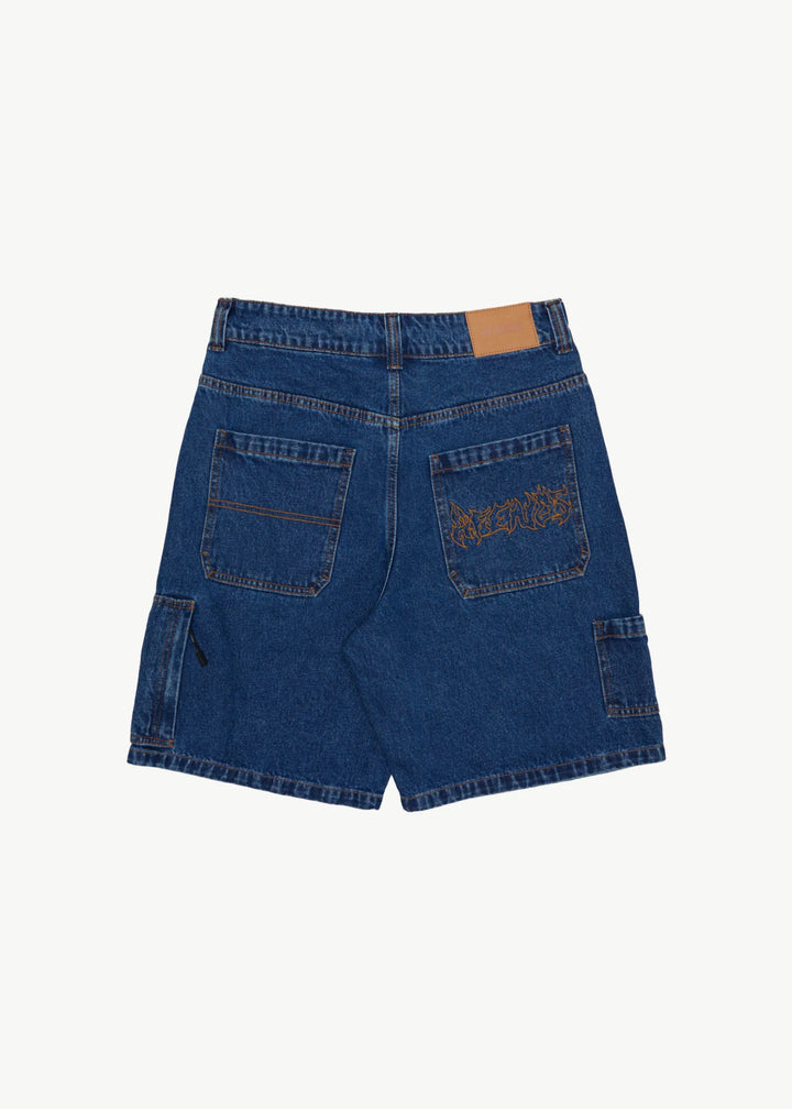 AFENDS Mens Scorched Harper - Denim Baggy Fit Carpenter Short 22 Inch - Authentic Blue, MENS SHORTS, AFENDS, Elwood 101