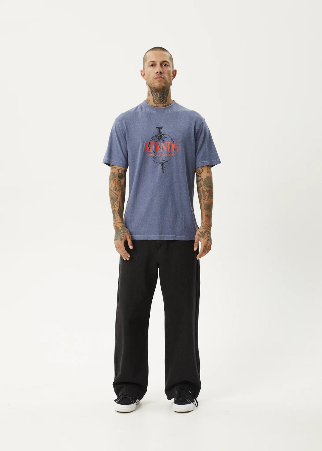 AFENDS Mens Screwed - Retro Fit Tee - Washed Marlin, MENS TEE SHIRTS, AFENDS, Elwood 101
