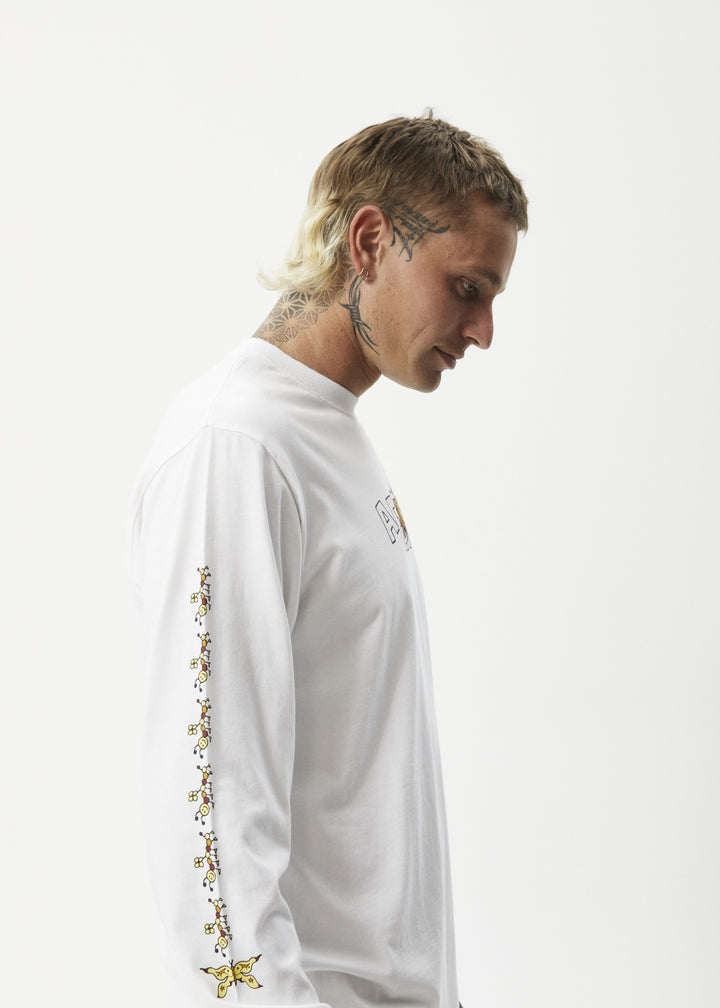 AFENDS Mens Sunshine Long Sleeve Graphic T- Shirt - White, MENS TEE SHIRTS, AFENDS, Elwood 101