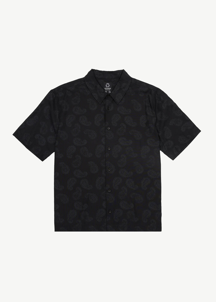 AFENDS Mens Tradition - Paisley Short Sleeve Shirt - Black, MENS SHIRTS, AFENDS, Elwood 101