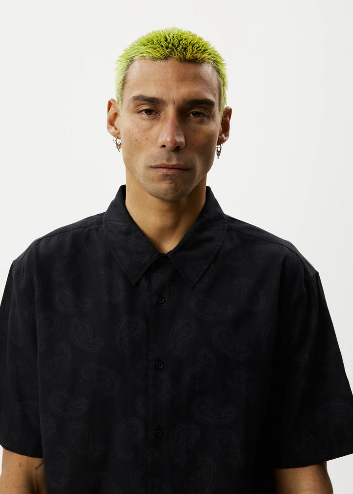 AFENDS Mens Tradition - Paisley Short Sleeve Shirt - Black, MENS SHIRTS, AFENDS, Elwood 101
