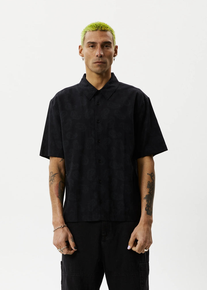 AFENDS Mens Tradition - Paisley Short Sleeve Shirt - Black, MENS SHIRTS, AFENDS, Elwood 101