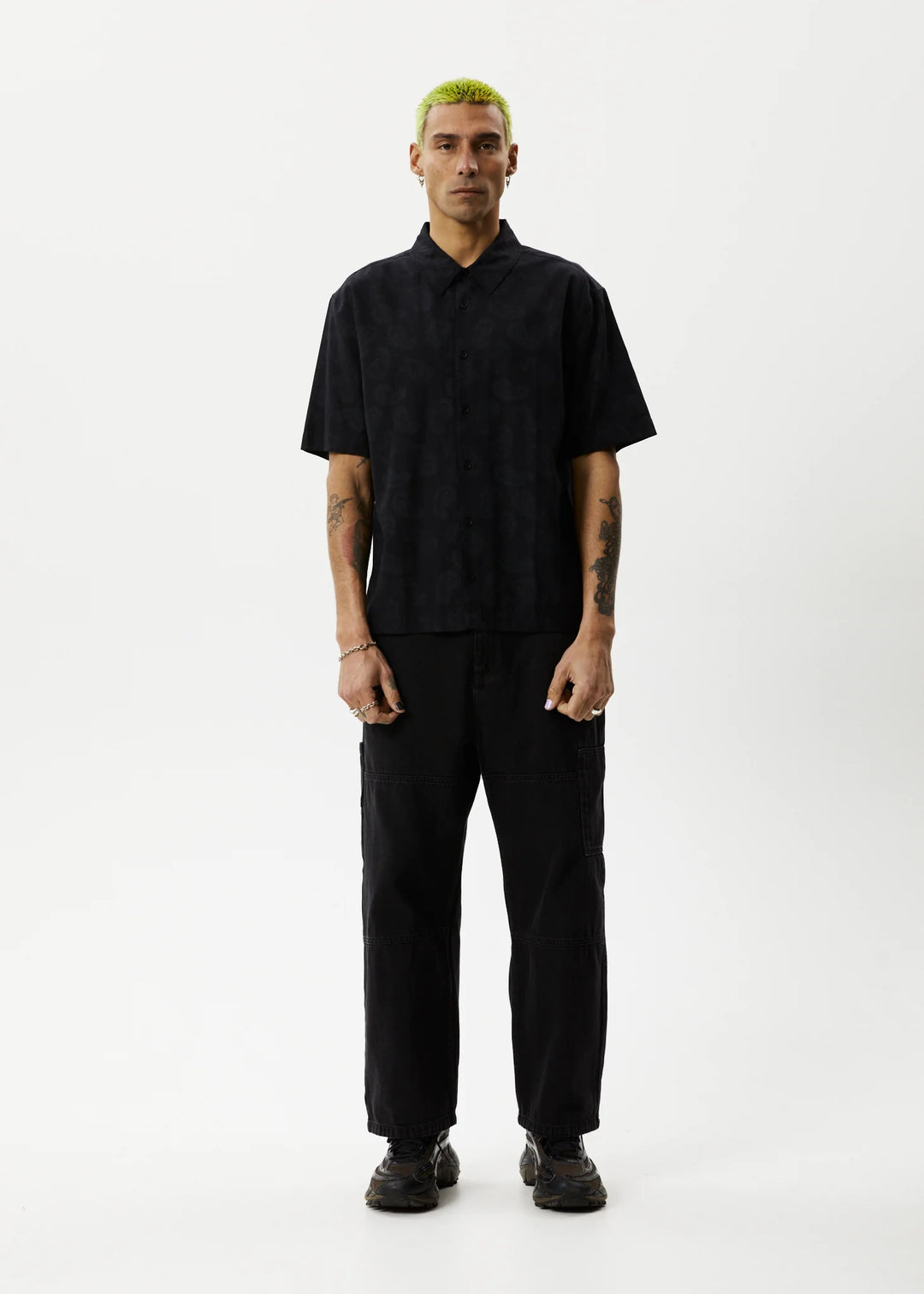 AFENDS Mens Tradition - Paisley Short Sleeve Shirt - Black, MENS SHIRTS, AFENDS, Elwood 101