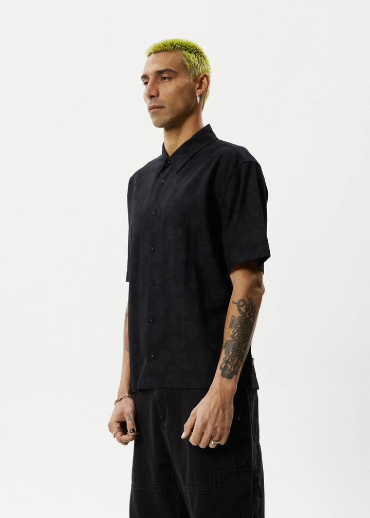 AFENDS Mens Tradition - Paisley Short Sleeve Shirt - Black, MENS SHIRTS, AFENDS, Elwood 101