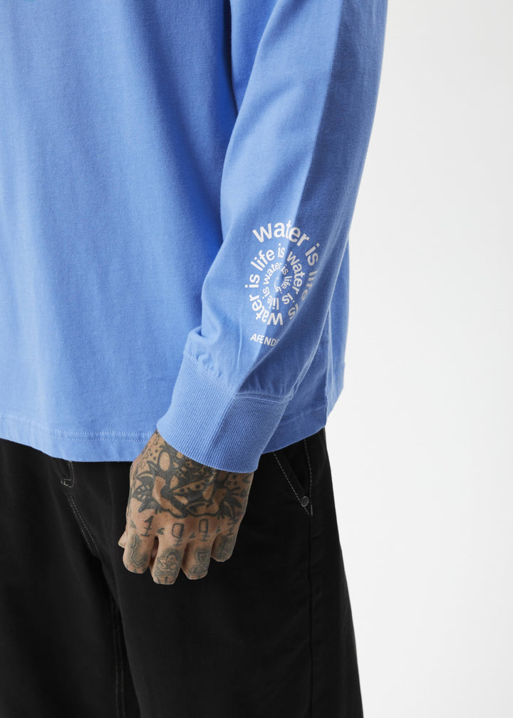 AFENDS Mens Water is Life Long Sleeve Graphic T- Shirt - Arctic Blue, MENS TEE SHIRTS, AFENDS, Elwood 101