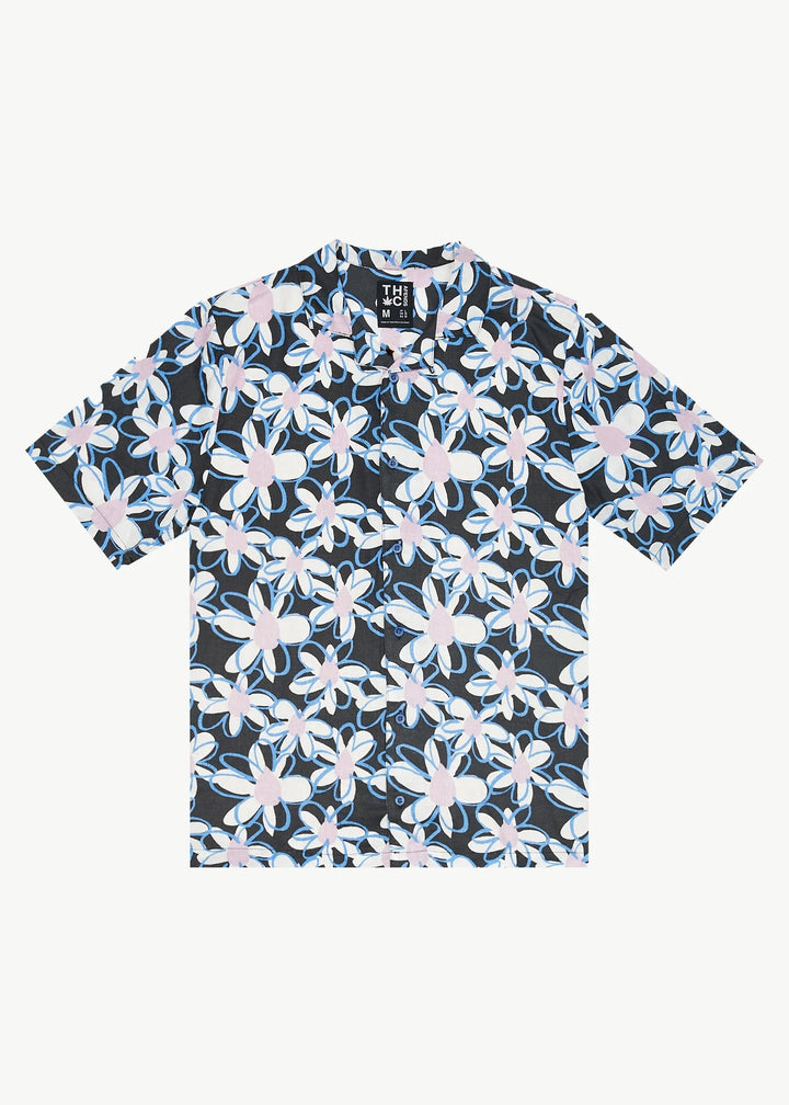 AFENDS Mens Waterfall - Cuban Short Sleeve Shirt - Stone Black, MENS SHIRTS, AFENDS, Elwood 101