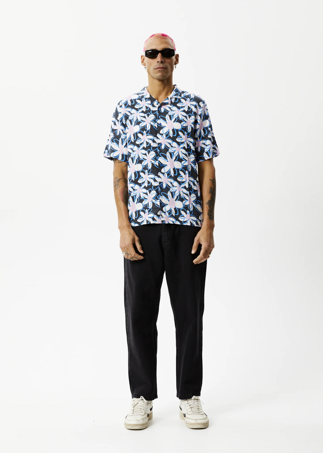AFENDS Mens Waterfall - Cuban Short Sleeve Shirt - Stone Black, MENS SHIRTS, AFENDS, Elwood 101