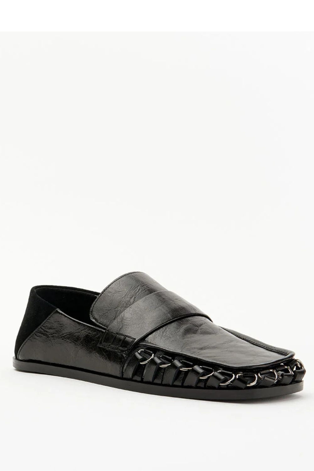 ALIAS MAE Womens Apostle Loafers in Black Oily Crinkle Leather, WOMENS SHOES, Not specified, Elwood 101