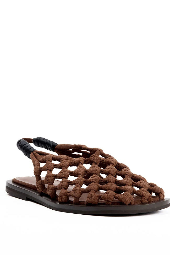 ALIAS MAE Womens Elki Sandal in Mocha Faux Suede