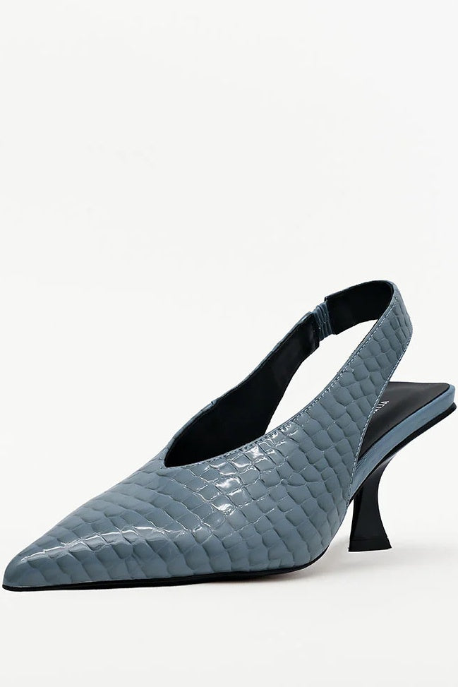 ALIAS MAE Womens Frankie Leather Heels in Denim Croc