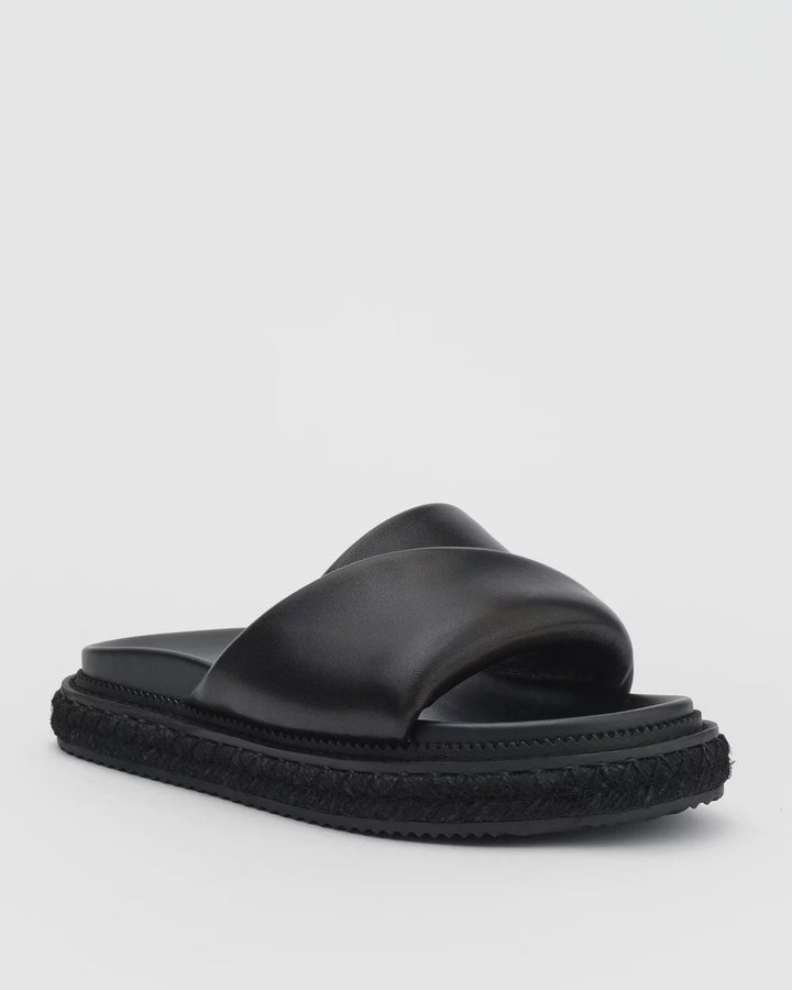 ALIAS MAE Womens Petra Leather Sandals in Black