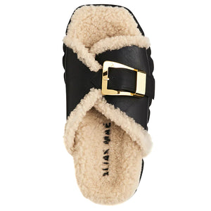 ALIAS MAE Womens Kiara Sandals - Black Shearling, WOMENS SHOES, ALIAS MAE, Elwood 101