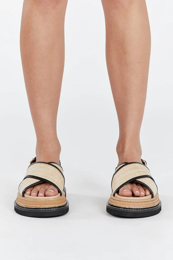 ALIAS MAE Womens Verona Sandals - Black / Natural Raffia, WOMENS SHOES, ALIAS MAE, Elwood 101