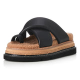 ALIAS MAE Womens Venga Leather Sandals - Black Leather / Shearling, WOMENS SHOES, ALIAS MAE, Elwood 101