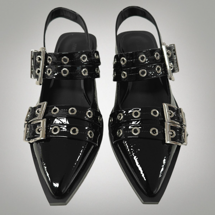 ALIAS MAE Womens Zina Sling Back Leather Shoes - Black Crinkle, WOMENS SHOES, ALIAS MAE, Elwood 101