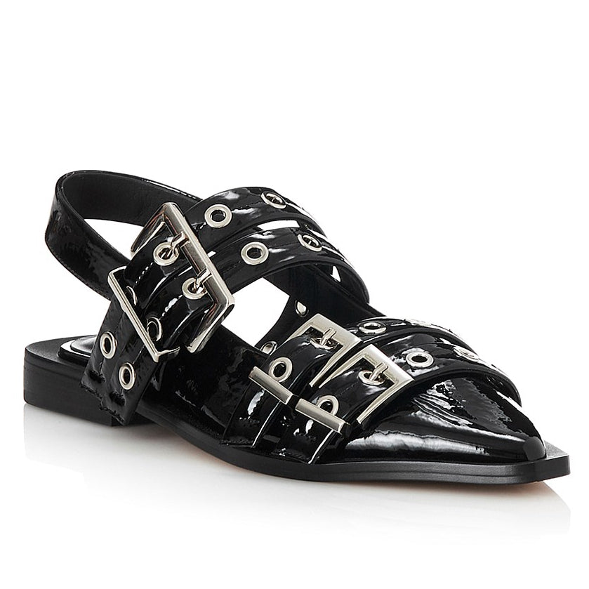ALIAS MAE Womens Zina Sling Back Leather Shoes - Black Crinkle, WOMENS SHOES, ALIAS MAE, Elwood 101