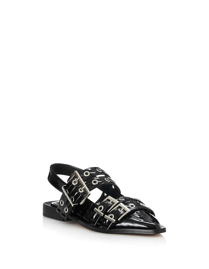 ALIAS MAE Womens Zina Sling Back Leather Shoes - Black Crinkle, WOMENS SHOES, ALIAS MAE, Elwood 101