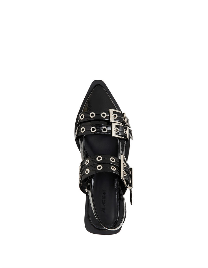 ALIAS MAE Womens Zina Sling Back Leather Shoes - Black Crinkle, WOMENS SHOES, ALIAS MAE, Elwood 101