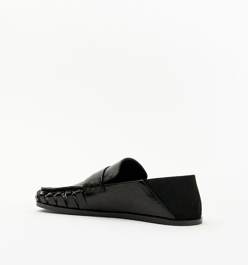 ALIAS MAE Womens Apostle Loafers in Black Oily Crinkle Leather, WOMENS SHOES, ALIAS MAE, Elwood 101