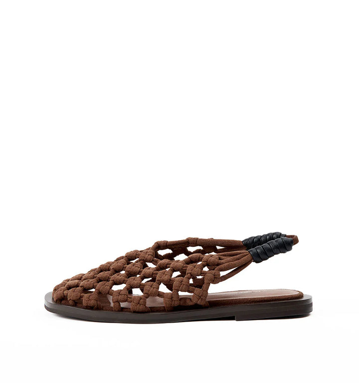 ALIAS MAE Womens Elki Sandal in Mocha Faux Suede
