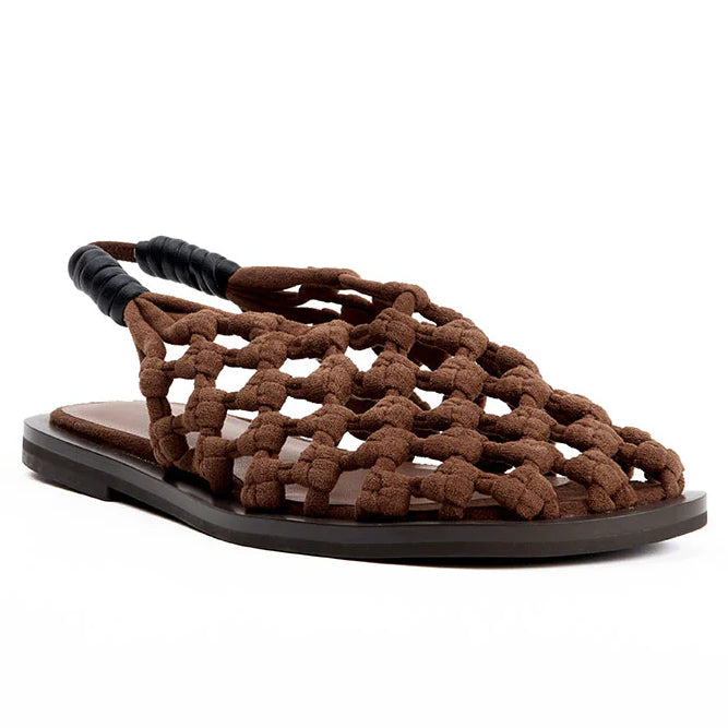 ALIAS MAE Womens Elki Sandal in Mocha Faux Suede