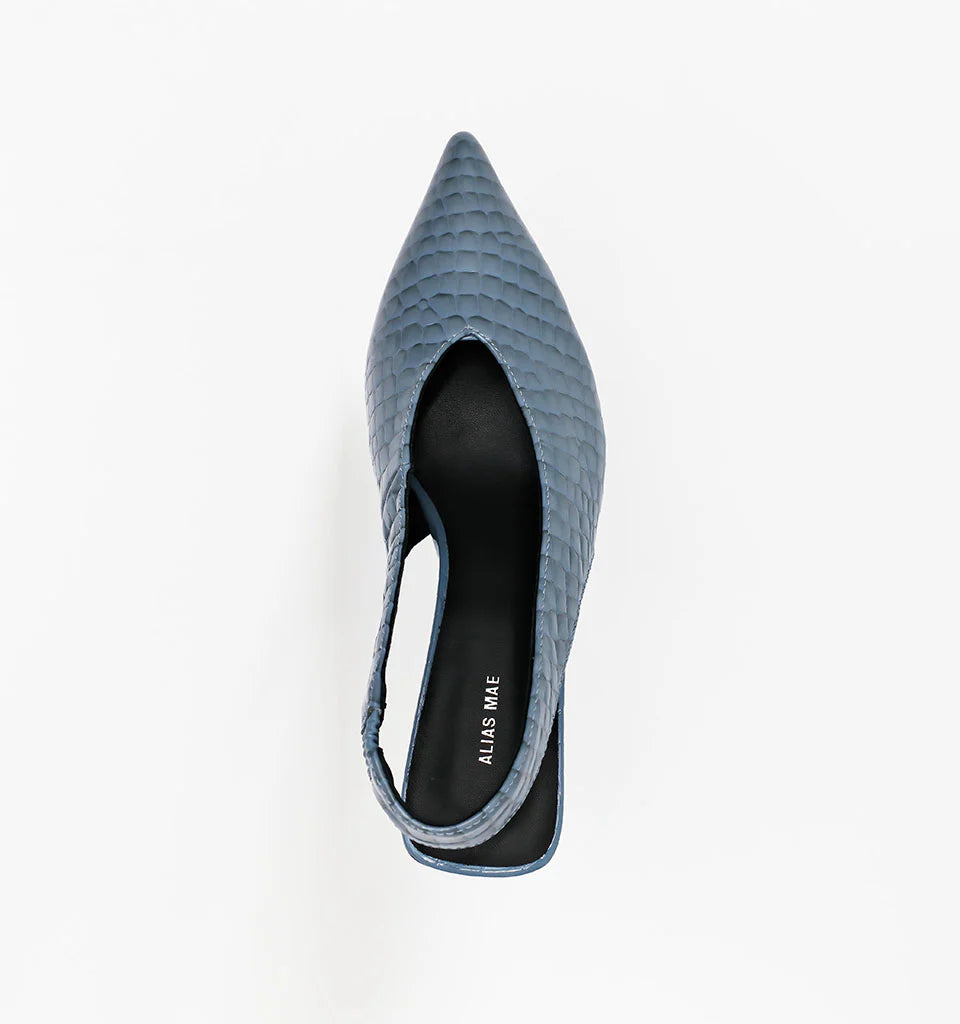ALIAS MAE Womens Frankie Leather Heels in Denim Croc