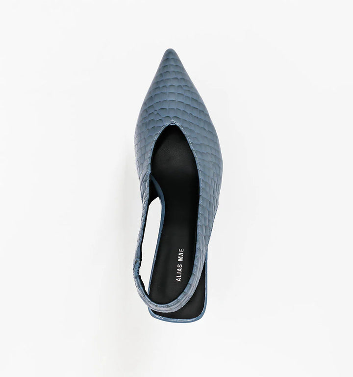 ALIAS MAE Womens Frankie Leather Heels in Denim Croc