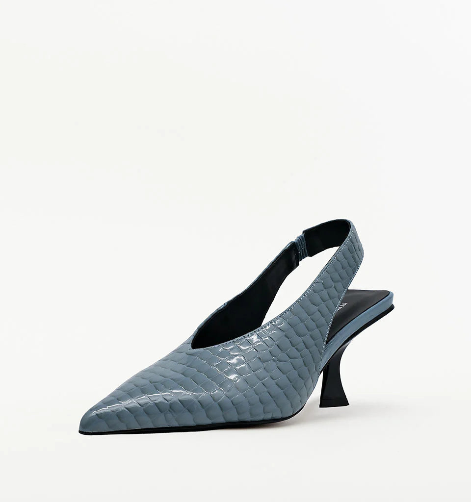 ALIAS MAE Womens Frankie Leather Heels in Denim Croc