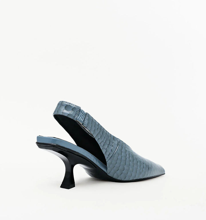 ALIAS MAE Womens Frankie Leather Heels in Denim Croc