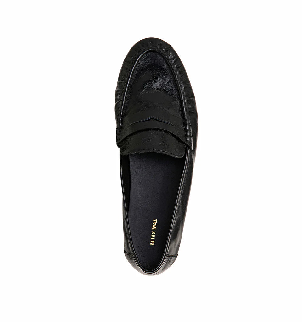 ALIAS MAE Womens Ivana Leather Loafer Shoes - Black Oily Leather, WOMENS SHOES, ALIAS MAE, Elwood 101