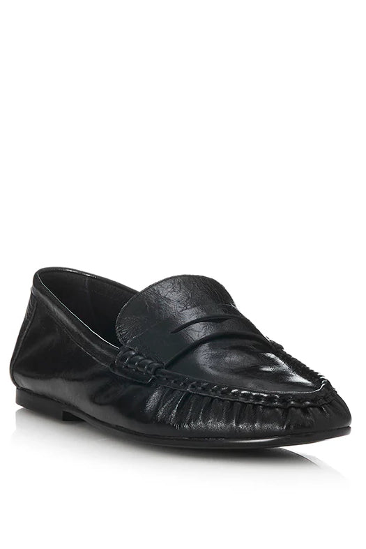 ALIAS MAE Womens Ivana Leather Loafer Shoes - Black Oily Leather