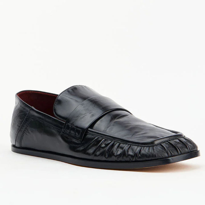 ALIAS MAE Womens Kruz Loafers in Black Oily Leather, WOMENS SHOES, ALIAS MAE, Elwood 101