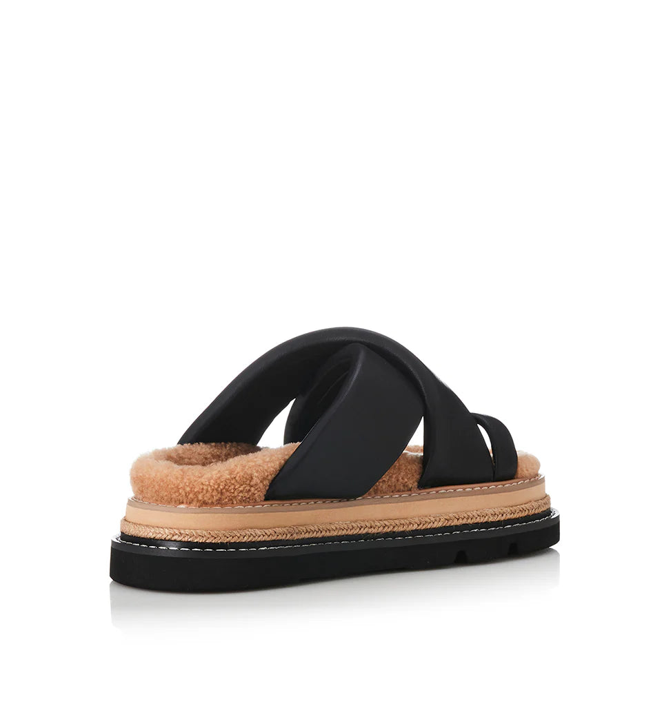 ALIAS MAE Womens Venga Leather Sandals - Black Leather / Shearling, WOMENS SHOES, ALIAS MAE, Elwood 101