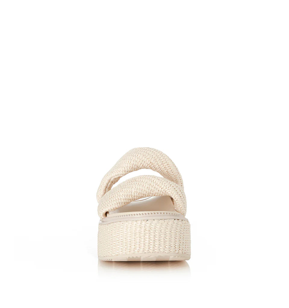 ALIAS MAE Womens Yvette Chunky Flatform Sandals Bone Raffia