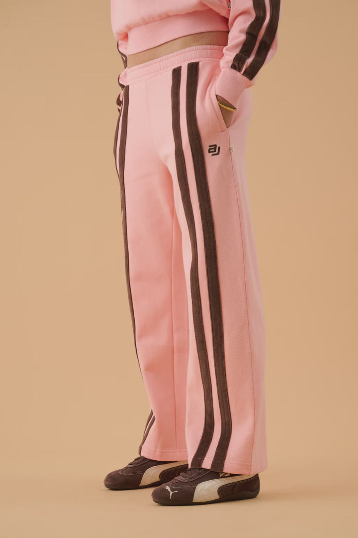 ARAMINTA JAMES Womens AJ Logo Stripe Trackpant in Rose Quartz, WOMENS TRACK PANTS, ARAMINTA JAMES, Elwood 101