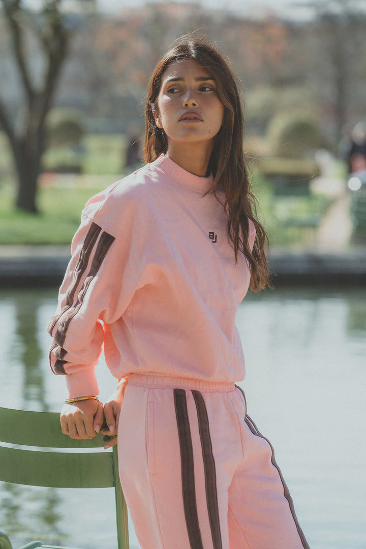 ARAMINTA JAMES Womens AJ Logo Sweatshirt in Rose Quartz, WOMENS KNITS & SWEATERS, ARAMINTA JAMES, Elwood 101