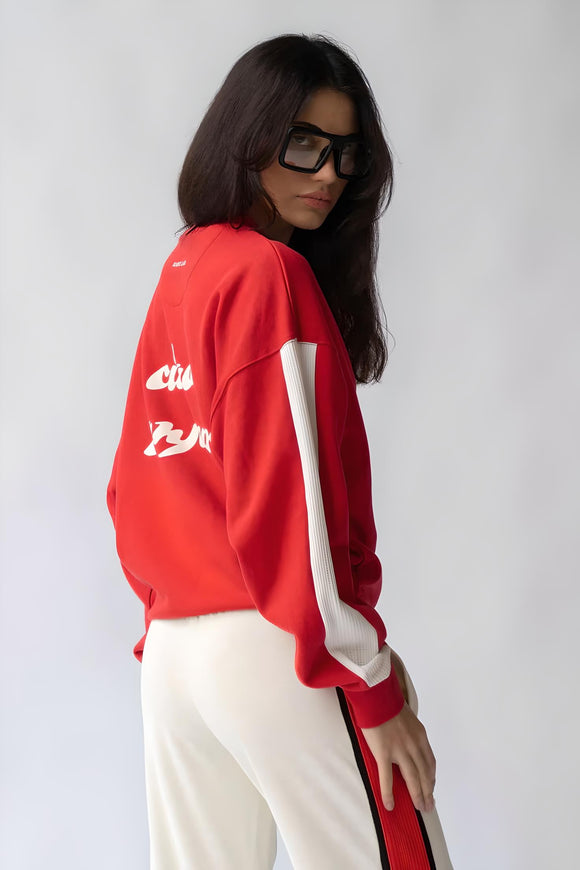 ARAMINTA JAMES Womens Ciao Bonjour Sweatshirt - Cherry, WOMENS KNITS & SWEATERS, ARAMINTA JAMES, Elwood 101